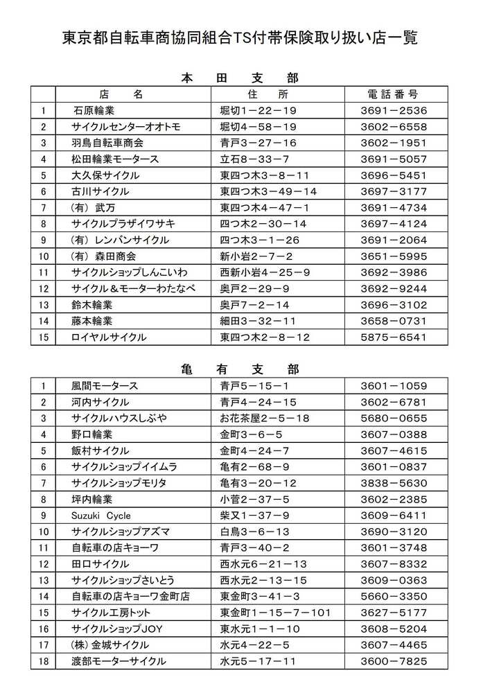 TS取扱店舗一覧