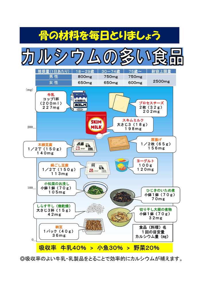 カルシウムの多い食品