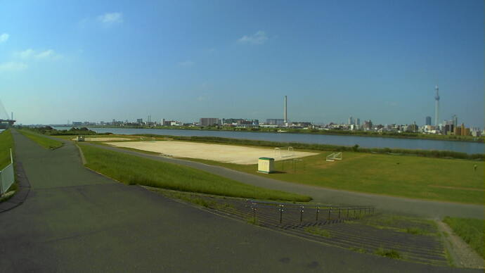 東四つ木避難橋付近で撮影した平常時の荒川の画像
