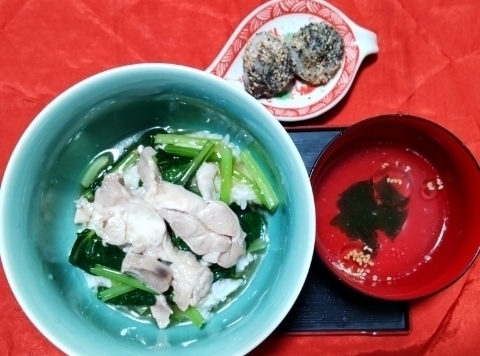 小松菜と鳥のあんかけ丼等