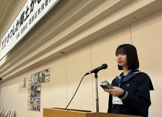 3年生の部の読み手を担当してくれた金町中学校アナウンス部