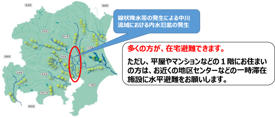 中川流域における降雨の図