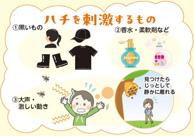 ハチを刺激するもの(イラスト)