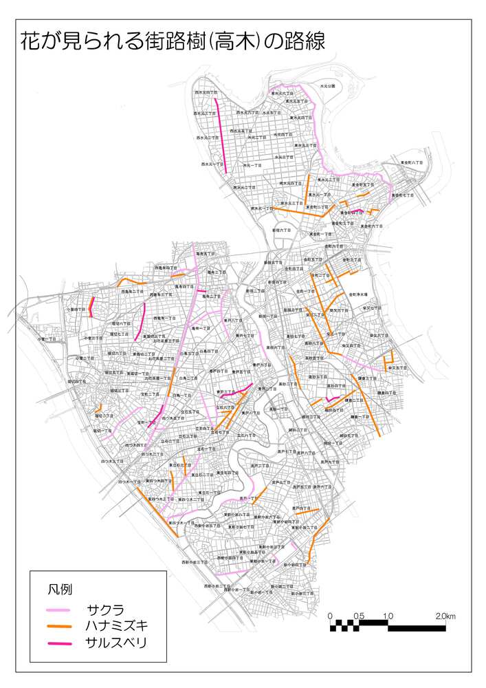 街路樹の花の路線図