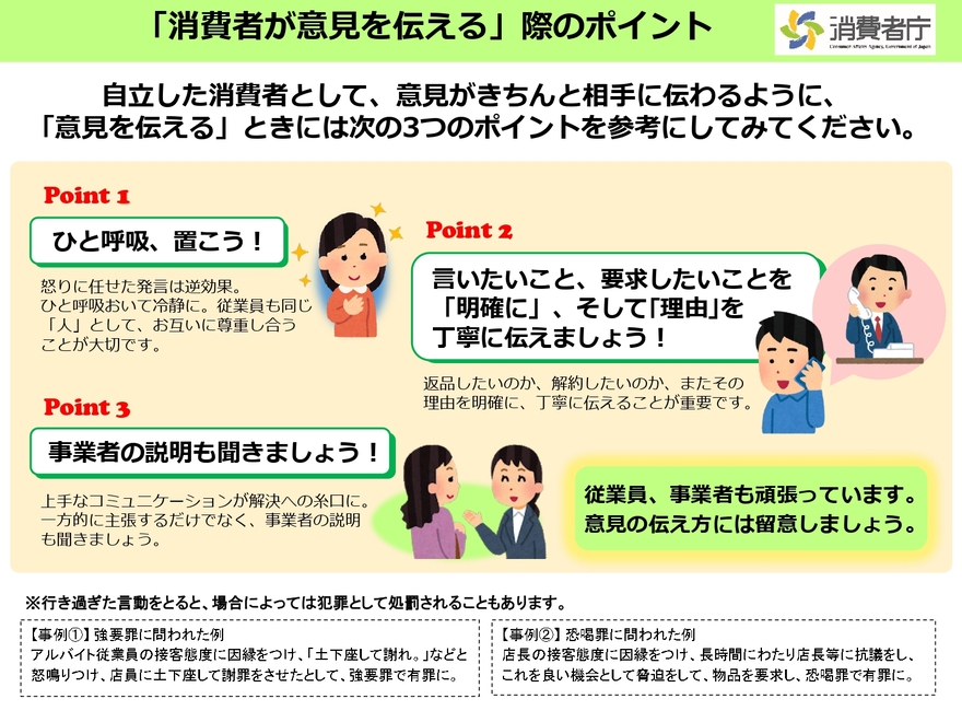 消費者庁資料消費者が意見を伝える際のポイント