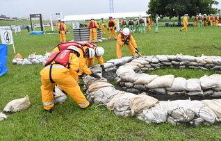 釜段工法の実施状況写真です。