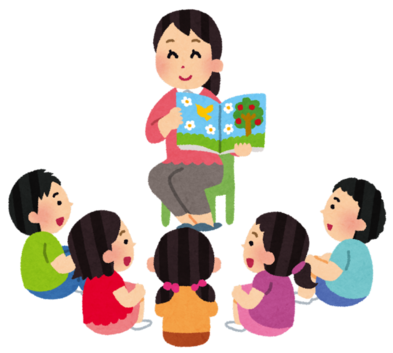絵本の読み聞かせのイラスト