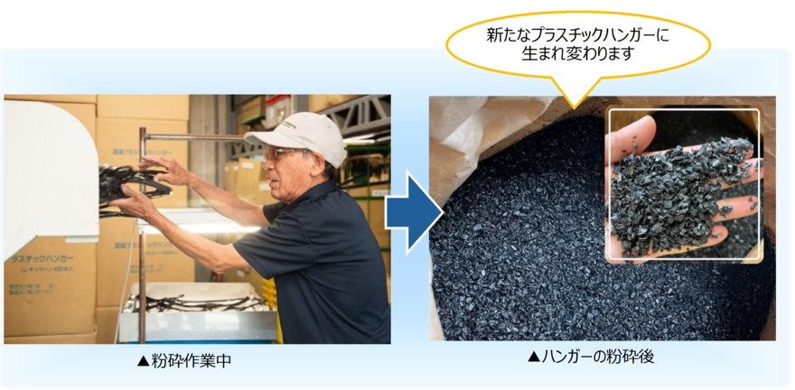 ハンガー粉砕の様子